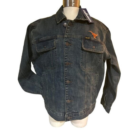 NEW Texas Longhorns Wrangler Retro Full Button Blue Denim Jean Jacket Women's M - Picture 1 of 6